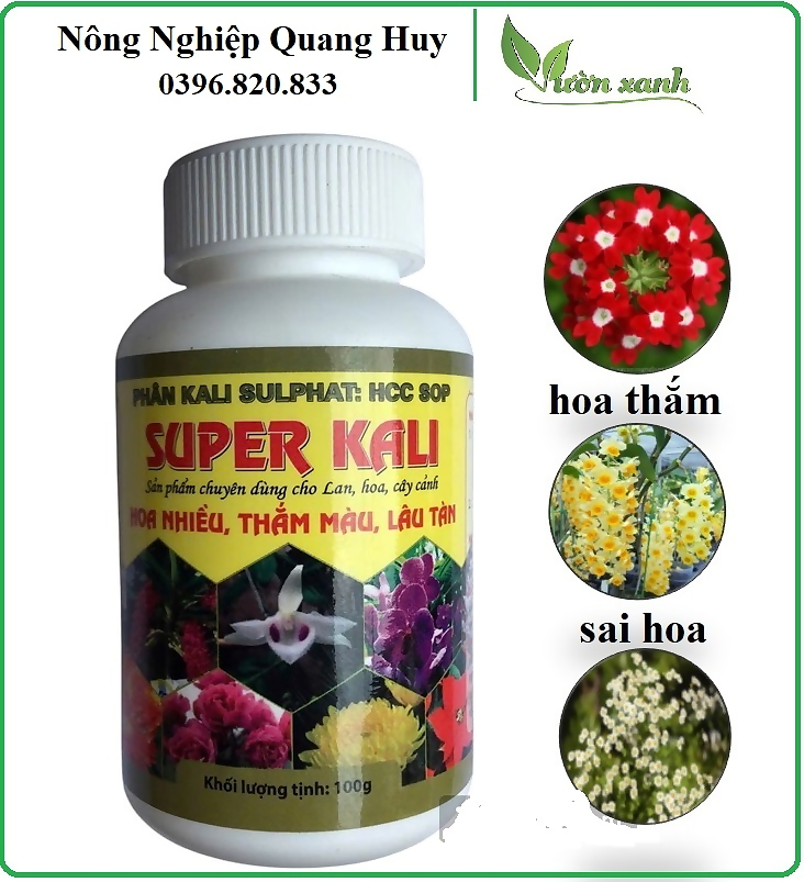 Phân bón Super Kali giúp hoa nhiều, thắm màu hoa, chịu hạn tốt 100gr/ hũ
